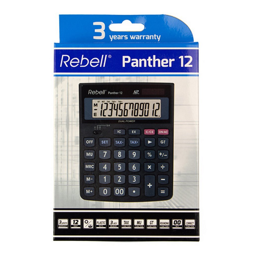 Rebell Re-Panther12Bx Calculator Panther 12 Zwart