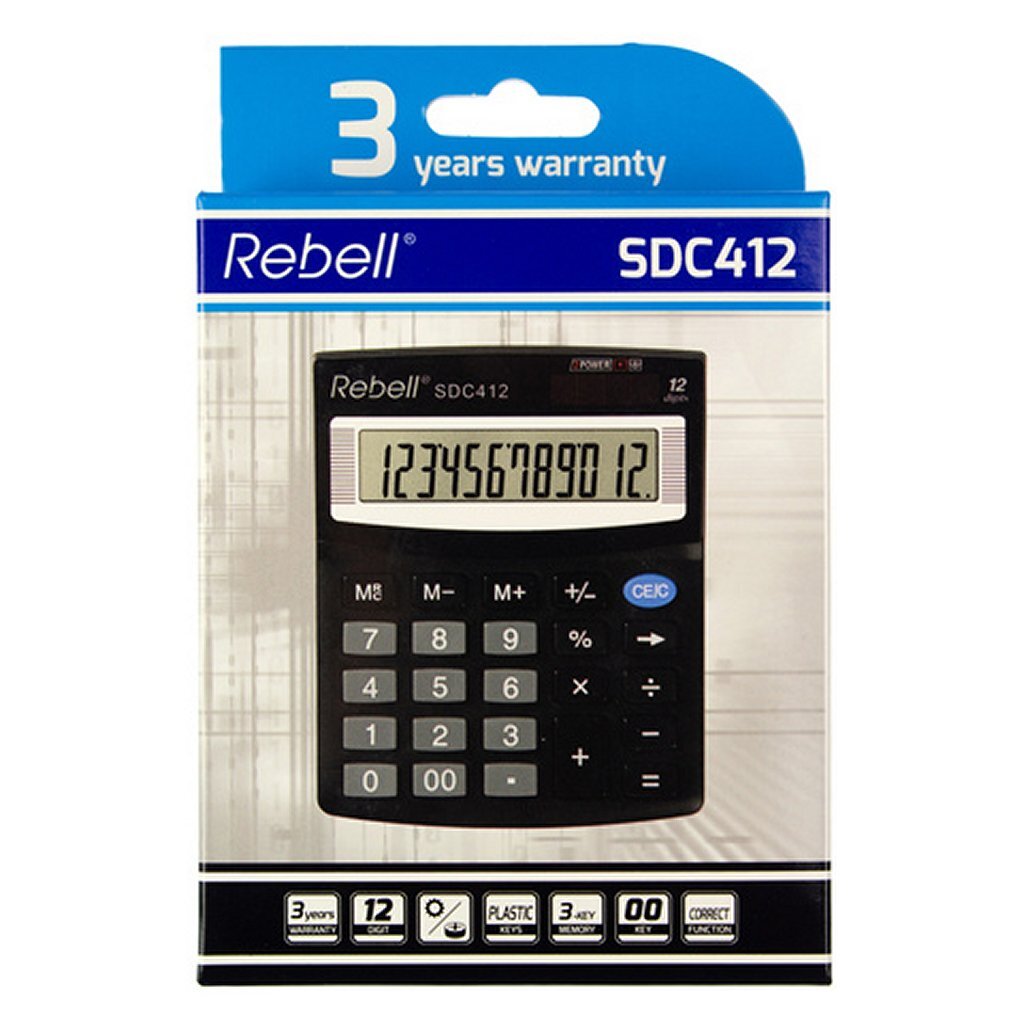 Rebell Re-Sdc412-Bx Calculator Sdc412 Zwart