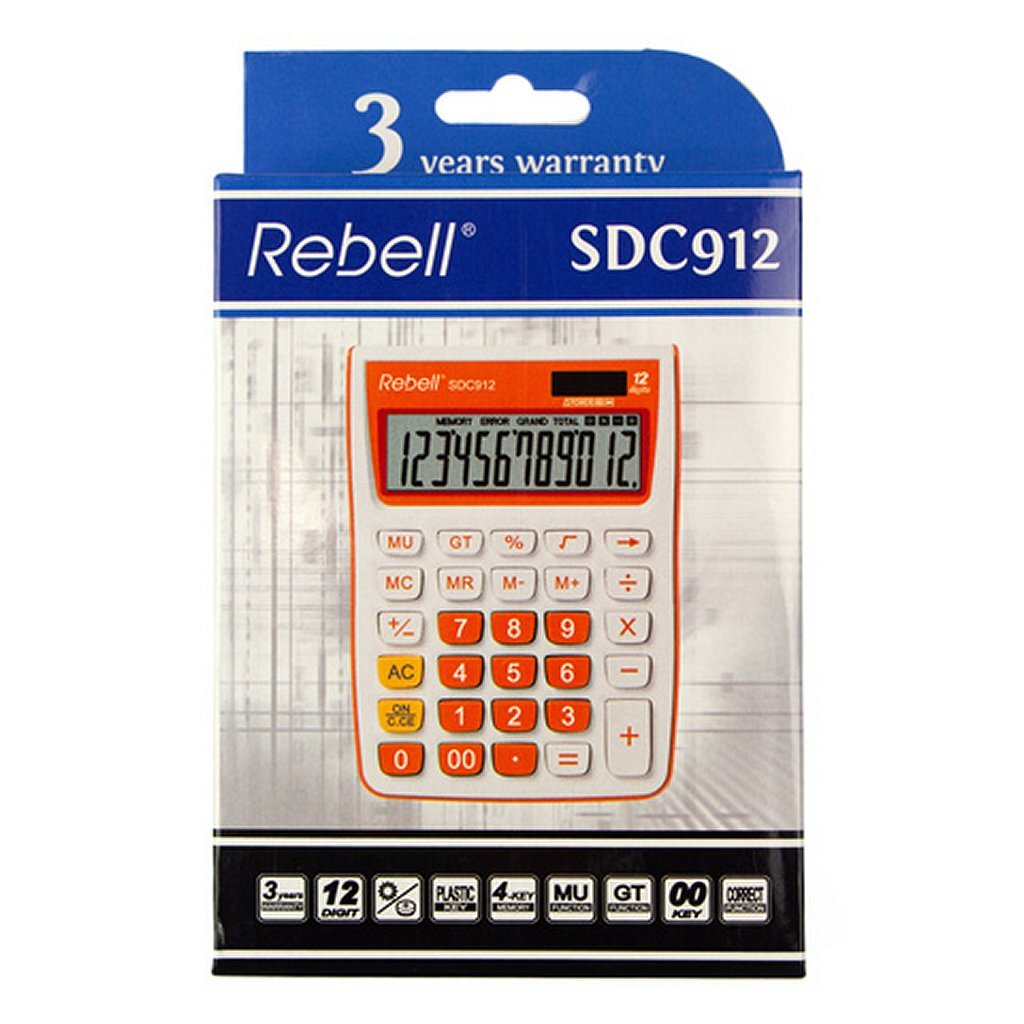 Rebell Re-Sdc912Or-Bx Calculator Sdc912 Wit/Oranje