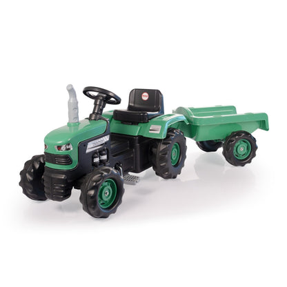 Dolu Traptractor Met Aanhanger & Claxon Groen/Zwart