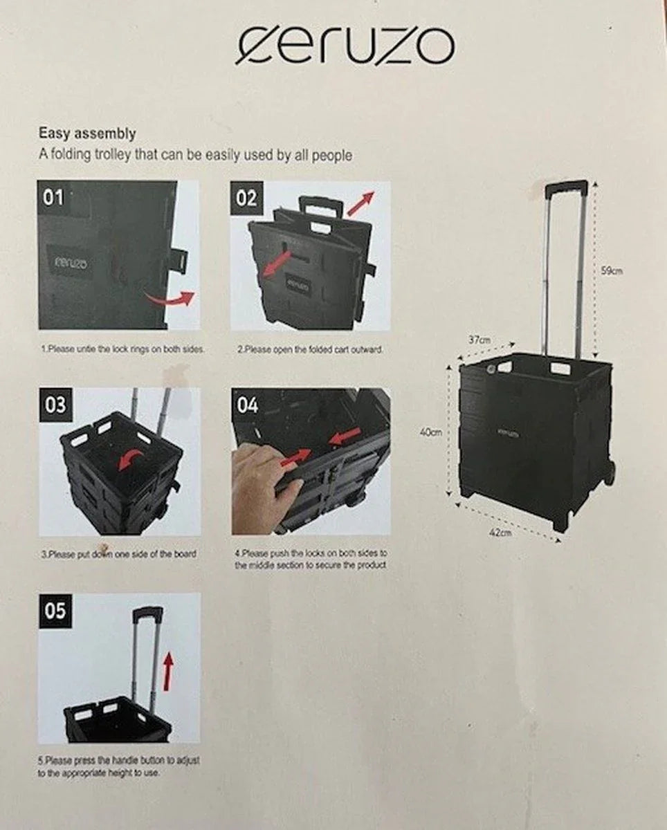 Ceruzo Trolley Met Vouwkrat - 50 Liter