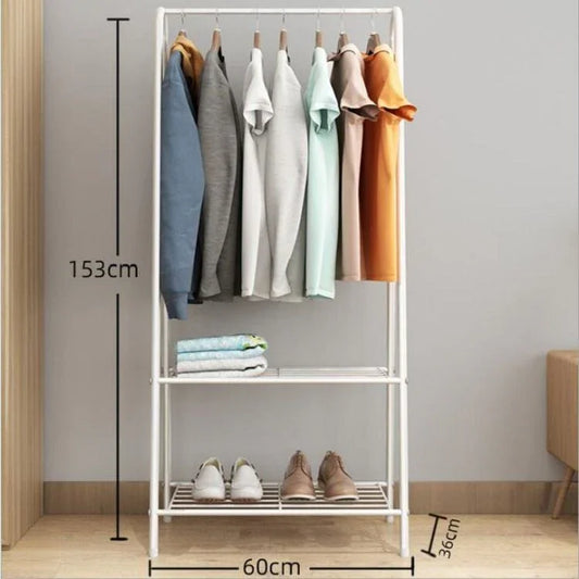 Ceruzo Kledingrek Met Schoenenrek - Metaal - Wit - 152 Cm Hoog - 60 Cm Breed
