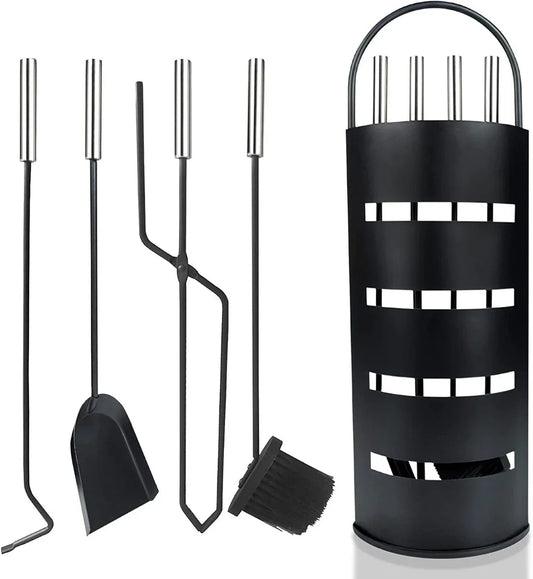 Ceruzo Openhaardset Rvs Zwart - 5 Delig