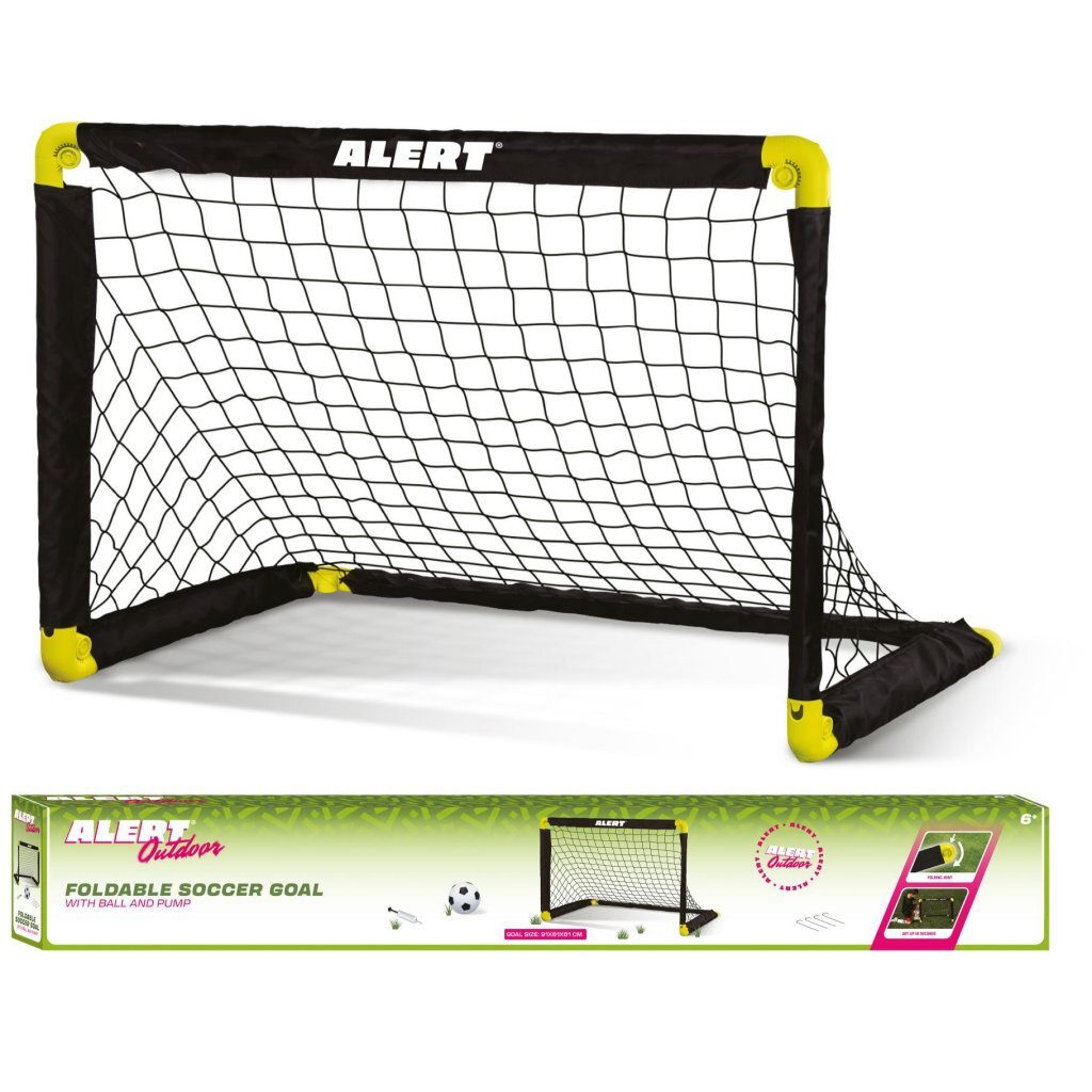 Alert Opvouwbaar Doel 91X61X61 Cm + Voetbal En Pomp Zwart/Geel
