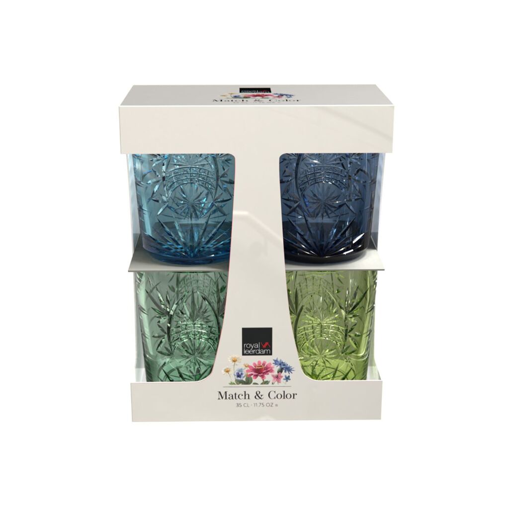 Royal Leerdam Match And Color Waterglazen 35 Cl 4 Stuks Groen/Blauw