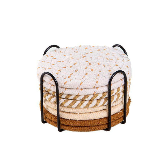 Ceruzo Onderzetters Met Houder - Set Van 8 - Creme