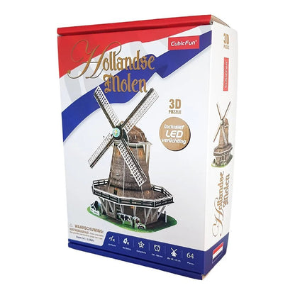 Cubic Fun 3D Puzzel Molen + Licht 64 Stukjes