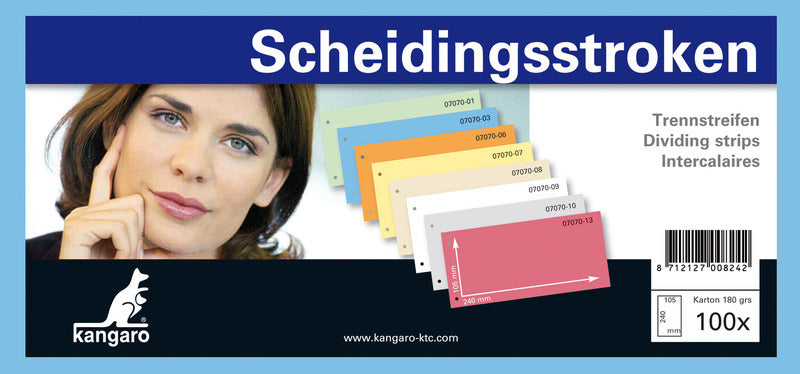 Kangaro 07070-03 Scheidingsstrook 2-Gaats 105X240Mm 180G Rc Blauw