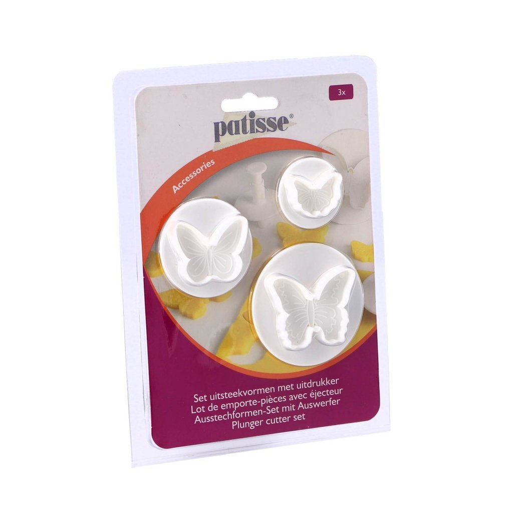 Patisse Uitsteekvormen Vlinder Met Uitdrukker 3-Delig Wit
