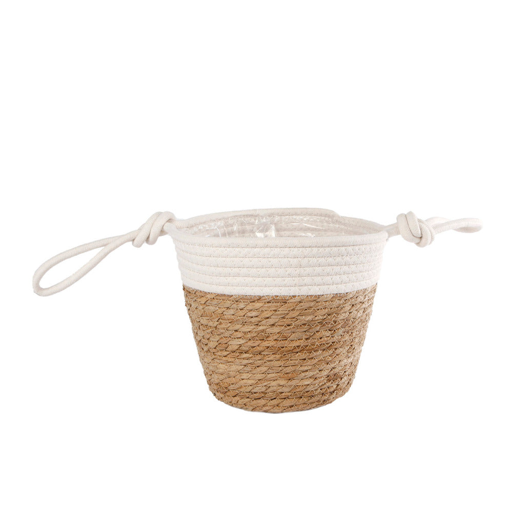 Overige Merken Rieten Plantenmand Blois 23X17X35 Cm Naturel/Wit