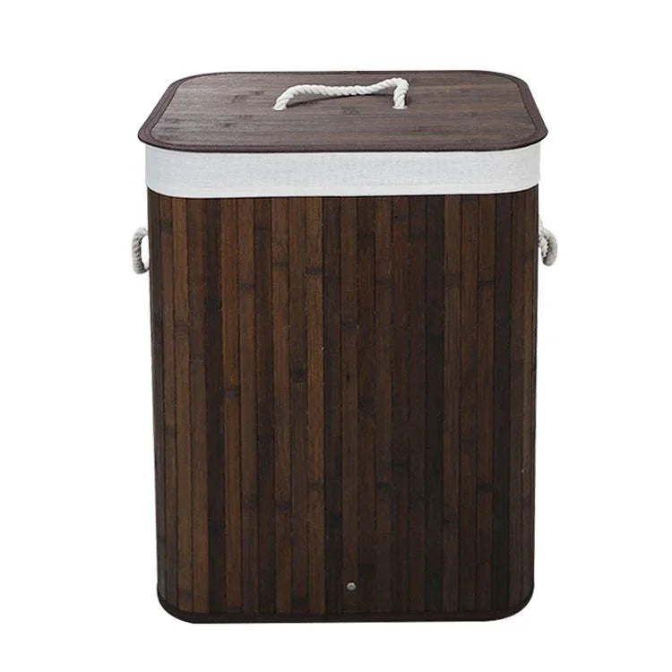 Ceruzo Bamboe Wasmand Met Deksel - 72L - Bruin