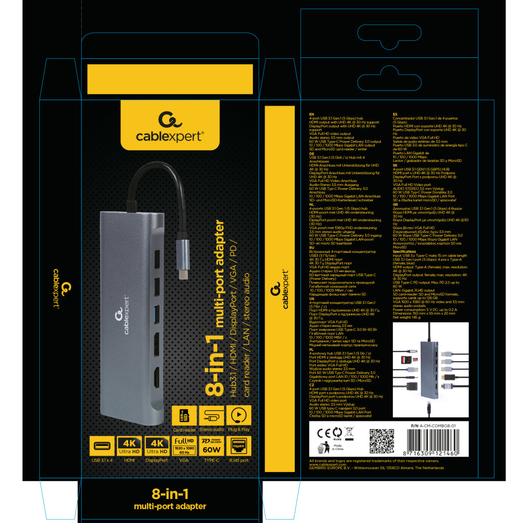 Cablexpert Gmb Usb-C Multi-Poort 8-In-1
