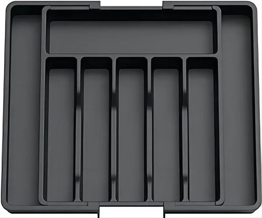 Verstelbare Bestekbak - Uitschuifbaar Naar 8 Vaks - 33-57 X 38 X 5.5 Cm - Zwart