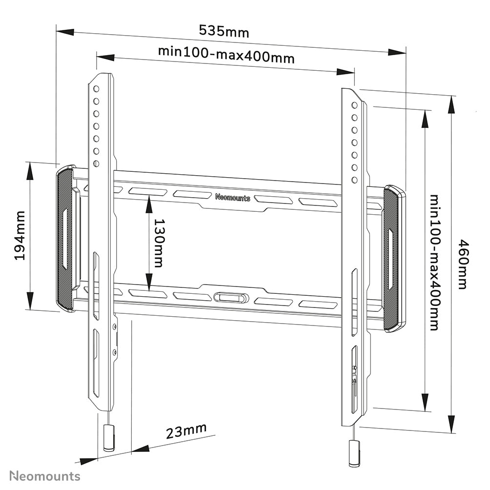 Neomounts Wl30-550Bl14 Vlakke Wandsteun Voor Schermen Tot 65 Inch Zwart