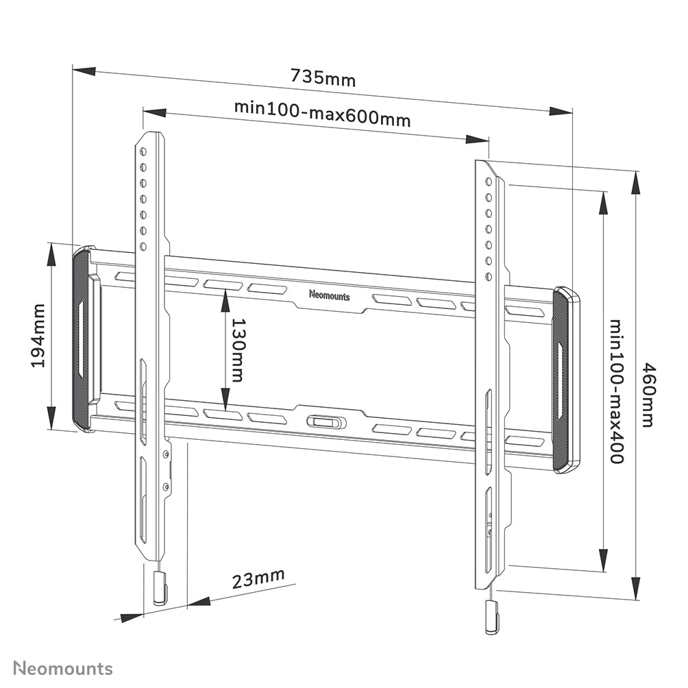 Neomounts Wl30-550Bl16 Vlakke Wandsteun Voor Schermen Tot 75 Inch Zwart
