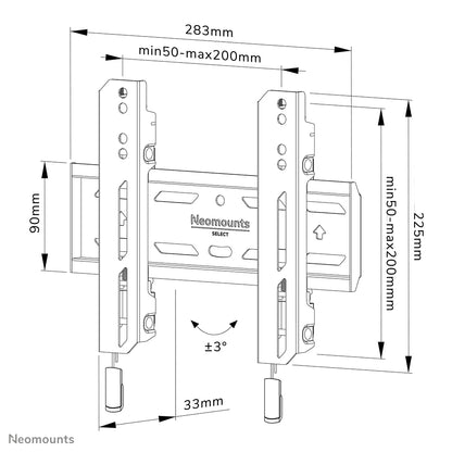 Neomounts Wl30S-850Bl12 Vlakke Wandsteun Voor Schermen Tot 55 Inch Zwart