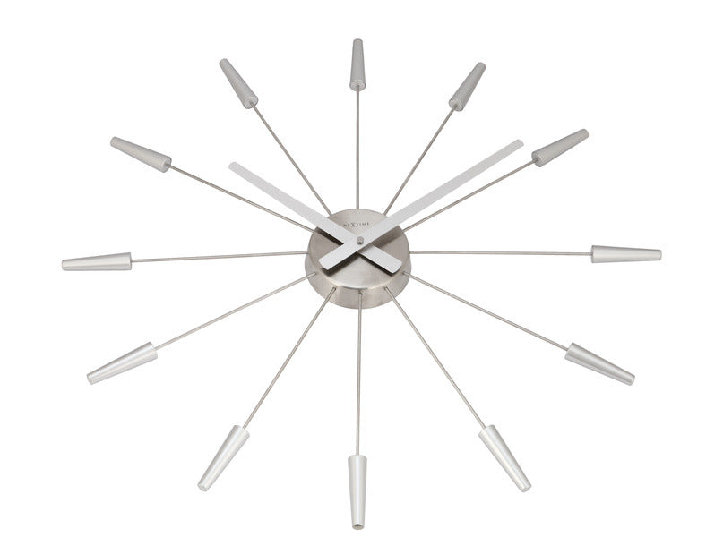 Nextime Ne-2610Zi Wandklok Dia. 58 Cm, Metaal, Zilver, 'Plug Inn'