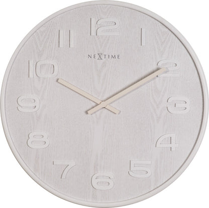 Nextime Ne-3095Wi Wandklok Dia. 53 X 3 Cm, Hout, Wit, 'Wood Wood Big'