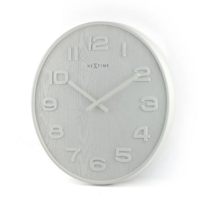 Nextime Ne-3095Wi Wandklok Dia. 53 X 3 Cm, Hout, Wit, 'Wood Wood Big'