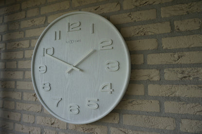 Nextime Ne-3095Wi Wandklok Dia. 53 X 3 Cm, Hout, Wit, 'Wood Wood Big'
