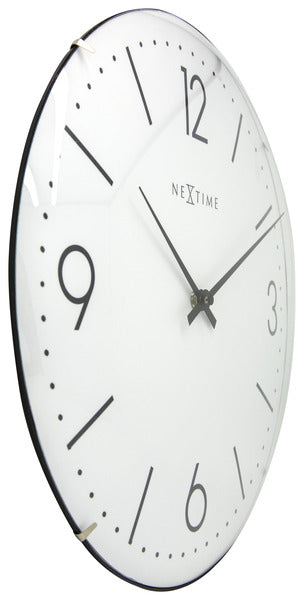Nextime Ne-3157Wi Wandklok Dia. 35 Cm, Bol Glas, Wit, 'Basic Dome'