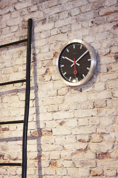 Nextime Ne-3999Stzw Wandklok Dia. 35 Cm, Geborsteld Aluminium, 'Station'