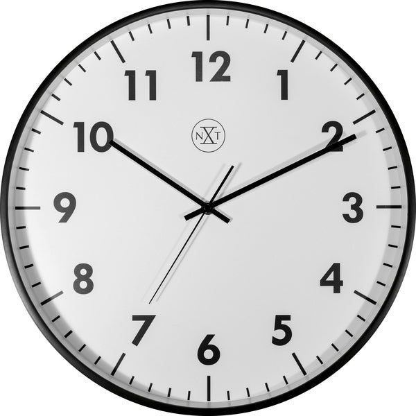 Nextime Nx-7317-V2 Wandklok Nxt Stil Uurwerk 40Cm Kunststof Zwart, Witte Wijzerplaat