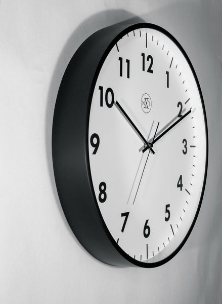 Nextime Nx-7317-V2 Wandklok Nxt Stil Uurwerk 40Cm Kunststof Zwart, Witte Wijzerplaat