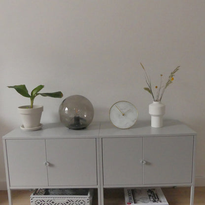 Nextime Ne-5222Wi - Tafelklok - Ø 20 Cm - Glas / Metaal - Wit - 'Marble'