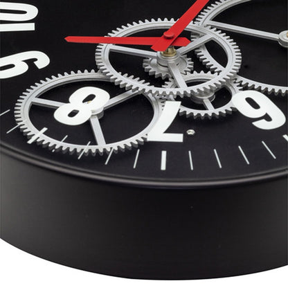 Nextime Ne-3259Zw Moderne Gear Wandklok 36 Cm Zwart/Wit