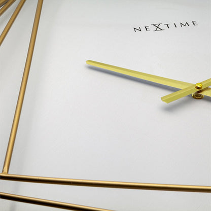 Nextime Ne-3268 Turning Square Wandklok Groot 85 Cm Goud/Wit/Metaal