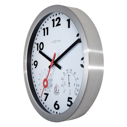 Nextime Ne-4307Ar Buitenweerstationklok 35Cm Aluminium-Wit Clematis