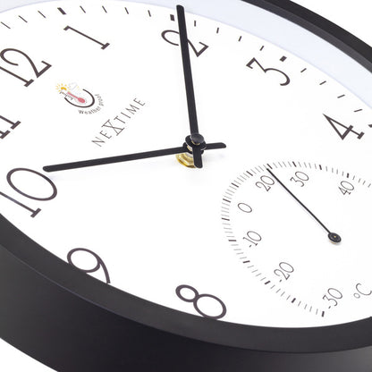 Nextime Ne-4313 Marigold Buitenklok Met Temperatuur Aanduiding 30.5 Cm Zwart/Wit