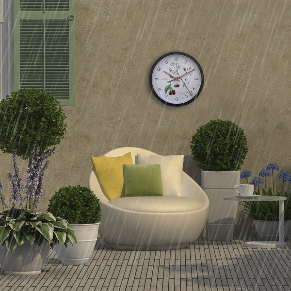 Nextime Ne-4314 Buitenklok Prunus 30.5 Cm Zwart/Wit
