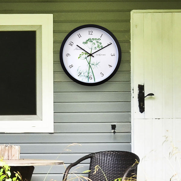 Nextime Ne-4315 Buitenklok Anethium 30.5 Cm Zwart/Wit