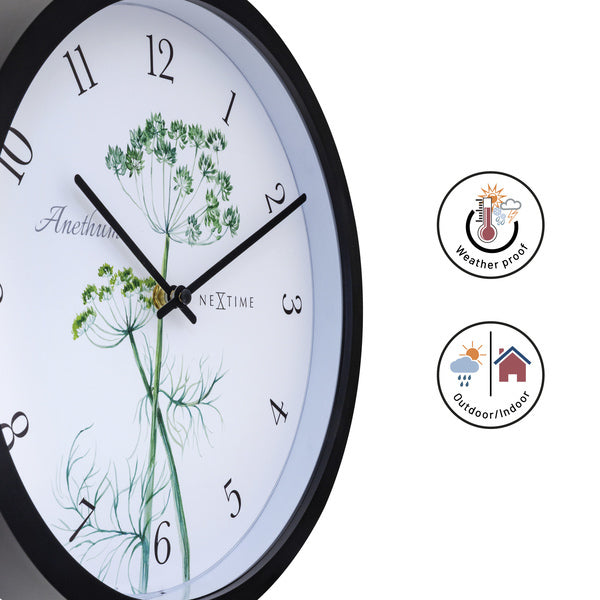 Nextime Ne-4315 Buitenklok Anethium 30.5 Cm Zwart/Wit