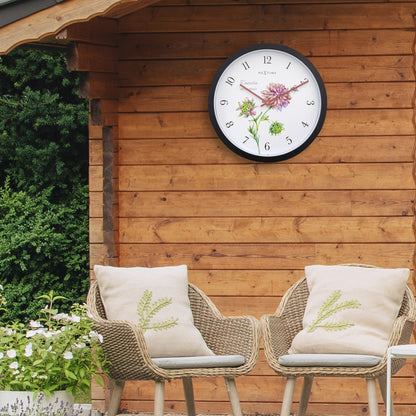 Nextime Ne-4317 Buitenklok Knautia 30.5 Cm Zwart/Wit
