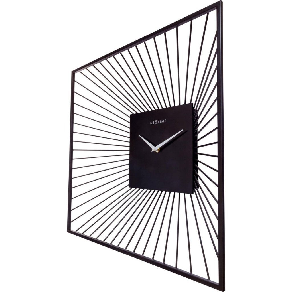 Nextime Wandklok Vierkant 45X45X15 Cm Zwart/Metaal