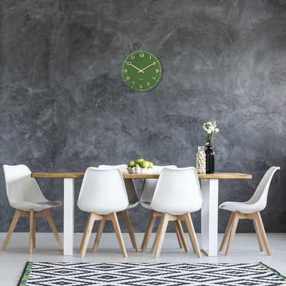 Nextime Ne-3314Gc Wandklok Dia 40Cm Groen Glas/Aluminium Classy Medium