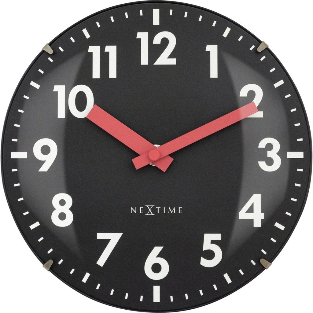 Nextime Ne-3533Zw Glazen Tafelklok Duomo Mini 20 Cm Zwart/Rood