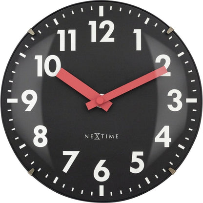 Nextime Ne-3533Zw Glazen Tafelklok Duomo Mini 20 Cm Zwart/Rood