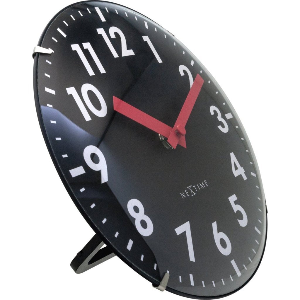 Nextime Ne-3533Zw Glazen Tafelklok Duomo Mini 20 Cm Zwart/Rood