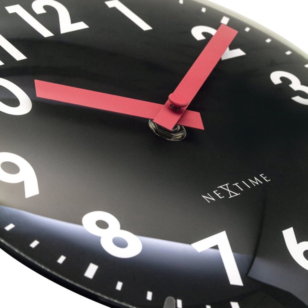 Nextime Ne-3533Zw Glazen Tafelklok Duomo Mini 20 Cm Zwart/Rood