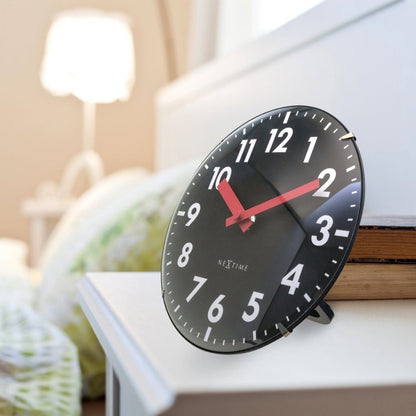 Nextime Ne-3533Zw Glazen Tafelklok Duomo Mini 20 Cm Zwart/Rood