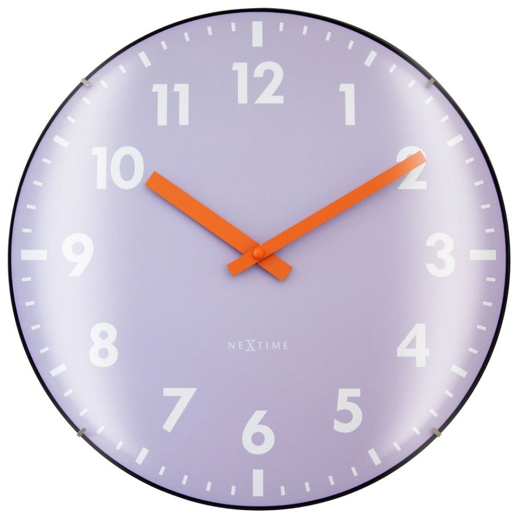 Nextime Ne-3542La Glazen Wandklok Duomo 35 Cm Lavendel/Rood