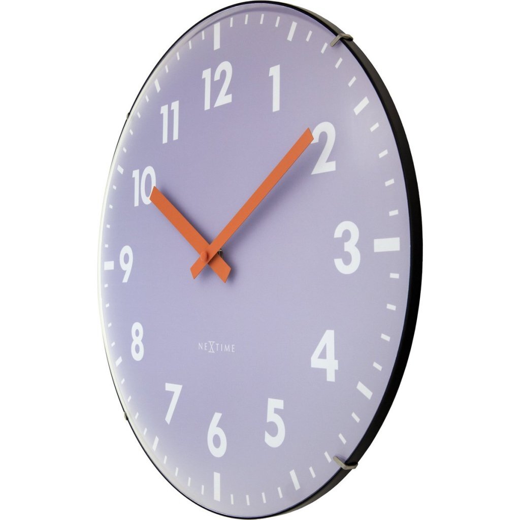 Nextime Ne-3542La Glazen Wandklok Duomo 35 Cm Lavendel/Rood