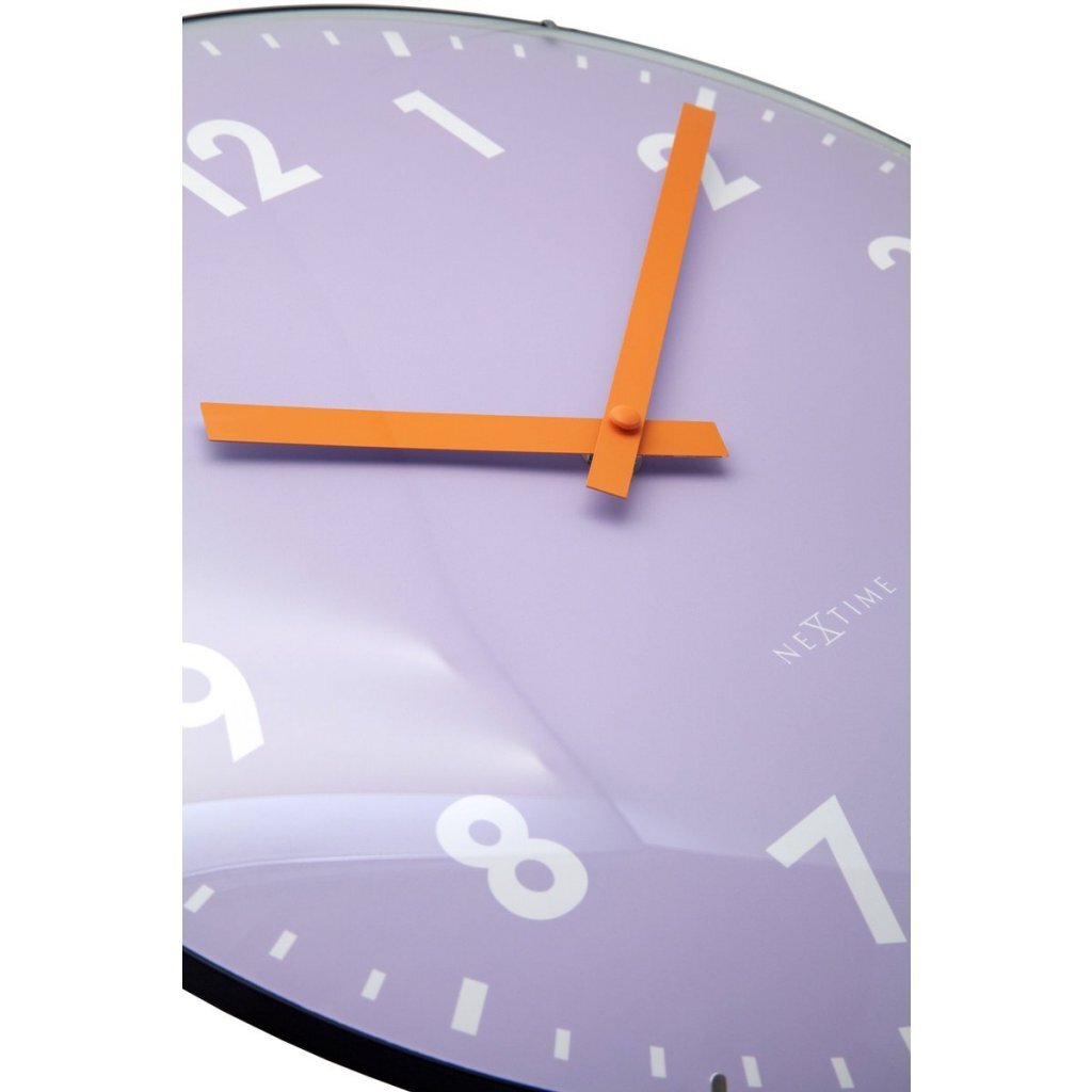 Nextime Ne-3542La Glazen Wandklok Duomo 35 Cm Lavendel/Rood