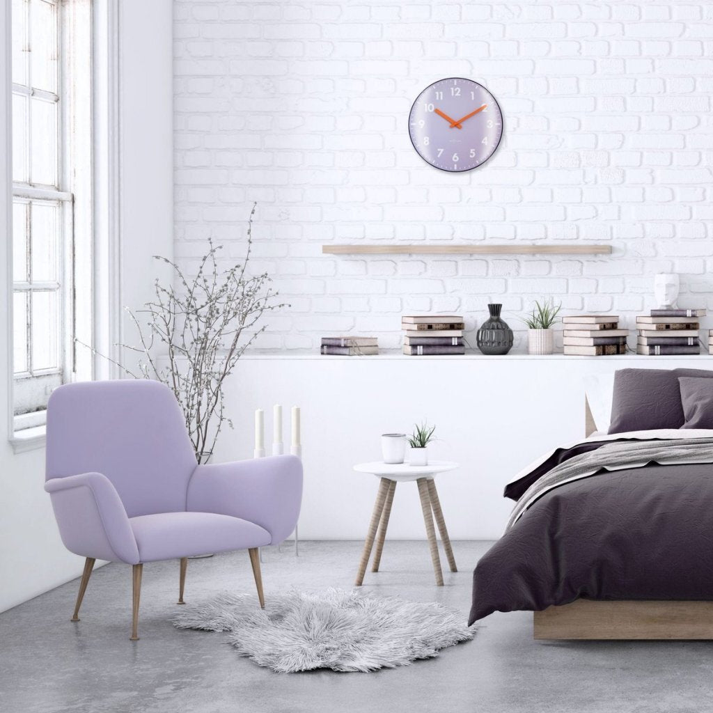 Nextime Ne-3542La Glazen Wandklok Duomo 35 Cm Lavendel/Rood