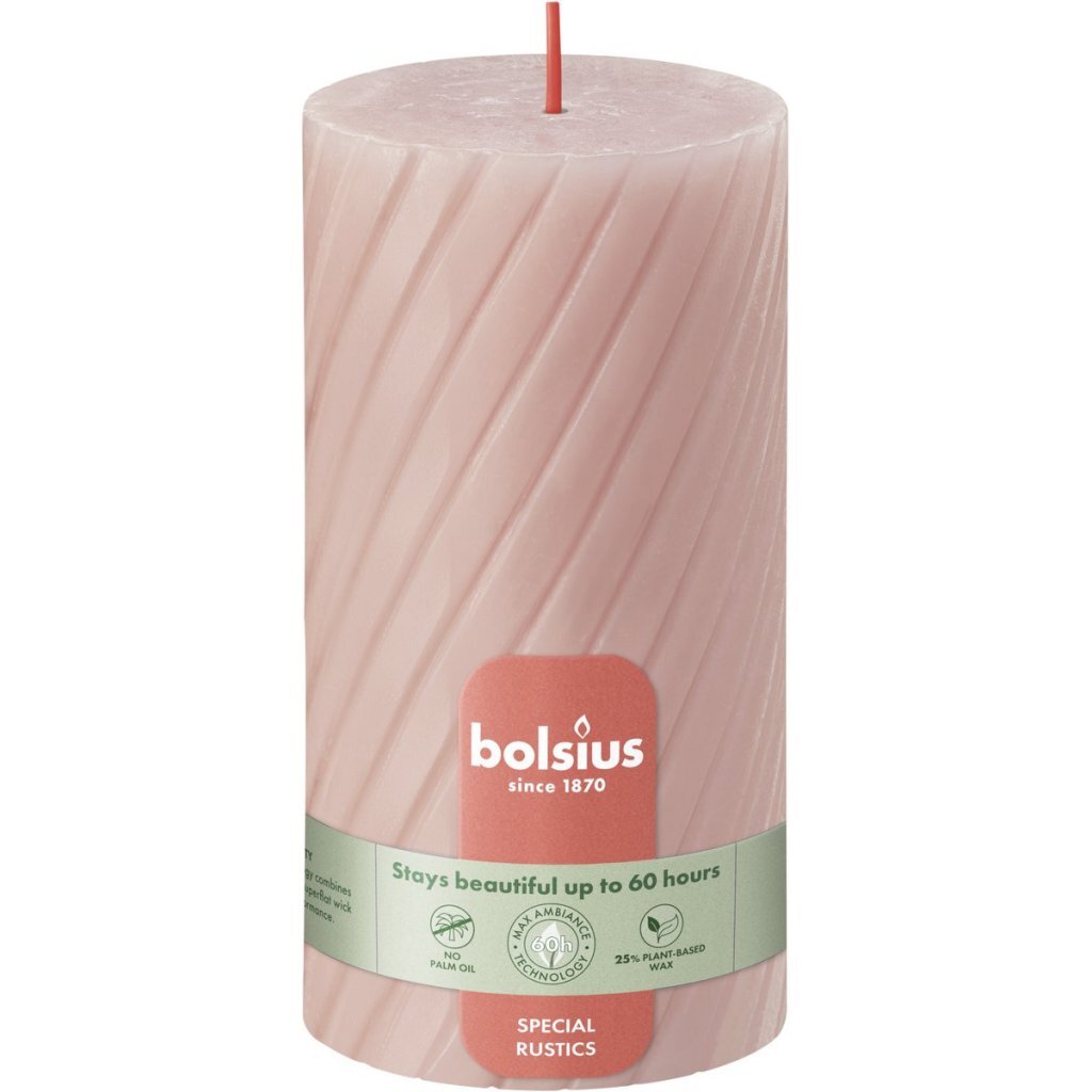 Bolsius Rustiek Twist Stompkaars 13X6.8 Cm Misty Pink