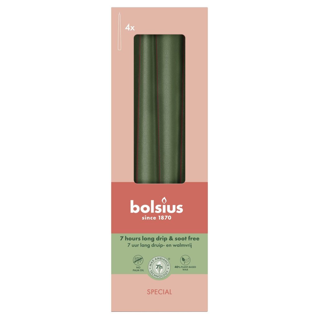Bolsius Gotische Kaarsen 4 Stuks Metallic Green